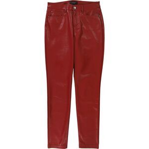 GUESS Womens Faux-Leather Straight Leg Relaxed Chino Casual Pants, NWT